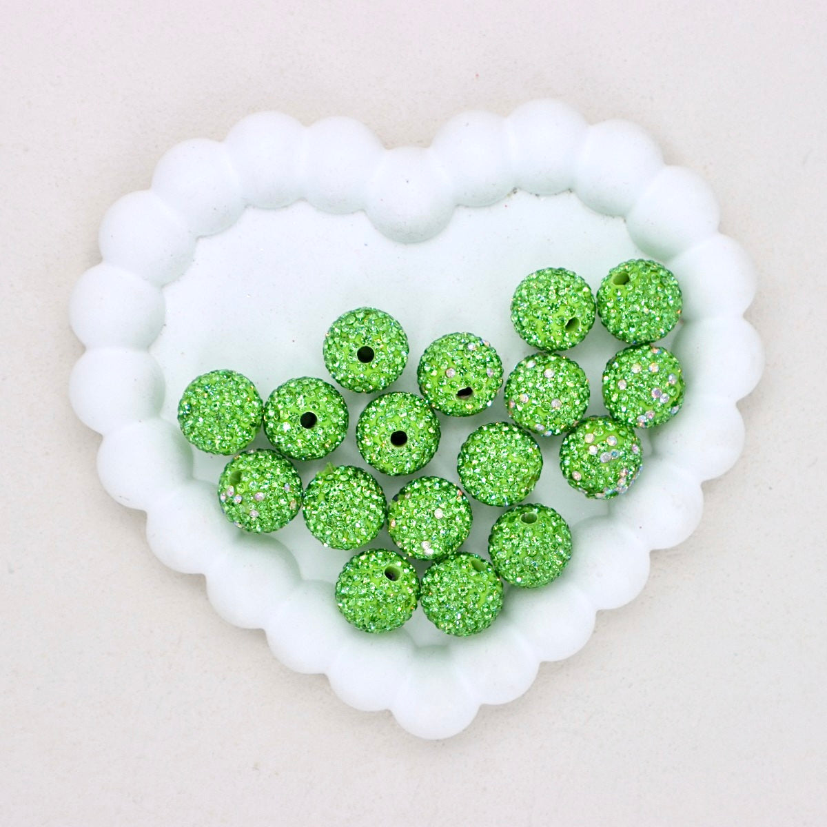 16mm Full Crystal Diamond Ball Polymer Clay Beads with Straight Hole