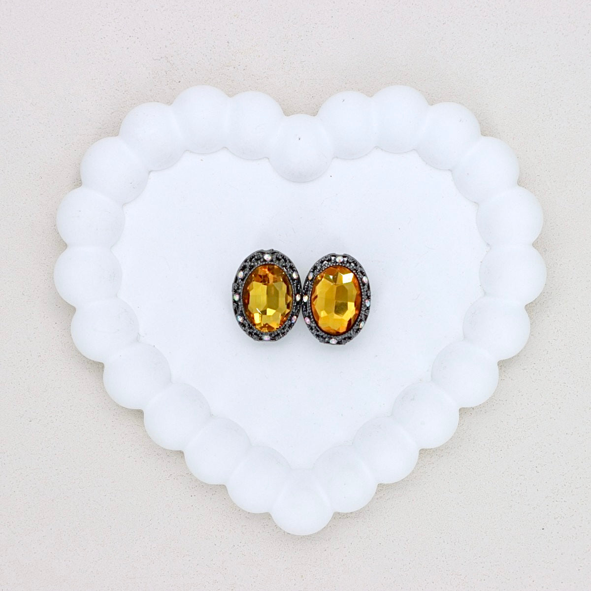 Kimhatter Oval Black Double-Sided Crystal Alloy Bead with Diamond Ball