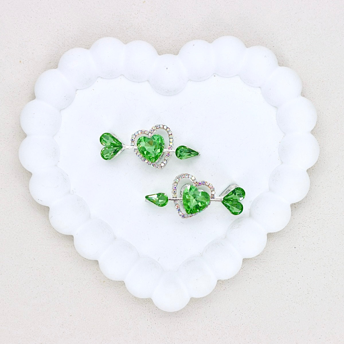 Kimhatter Double-Sided Alloy Crystal Arrow Through Heart Bead with Diamond Ball