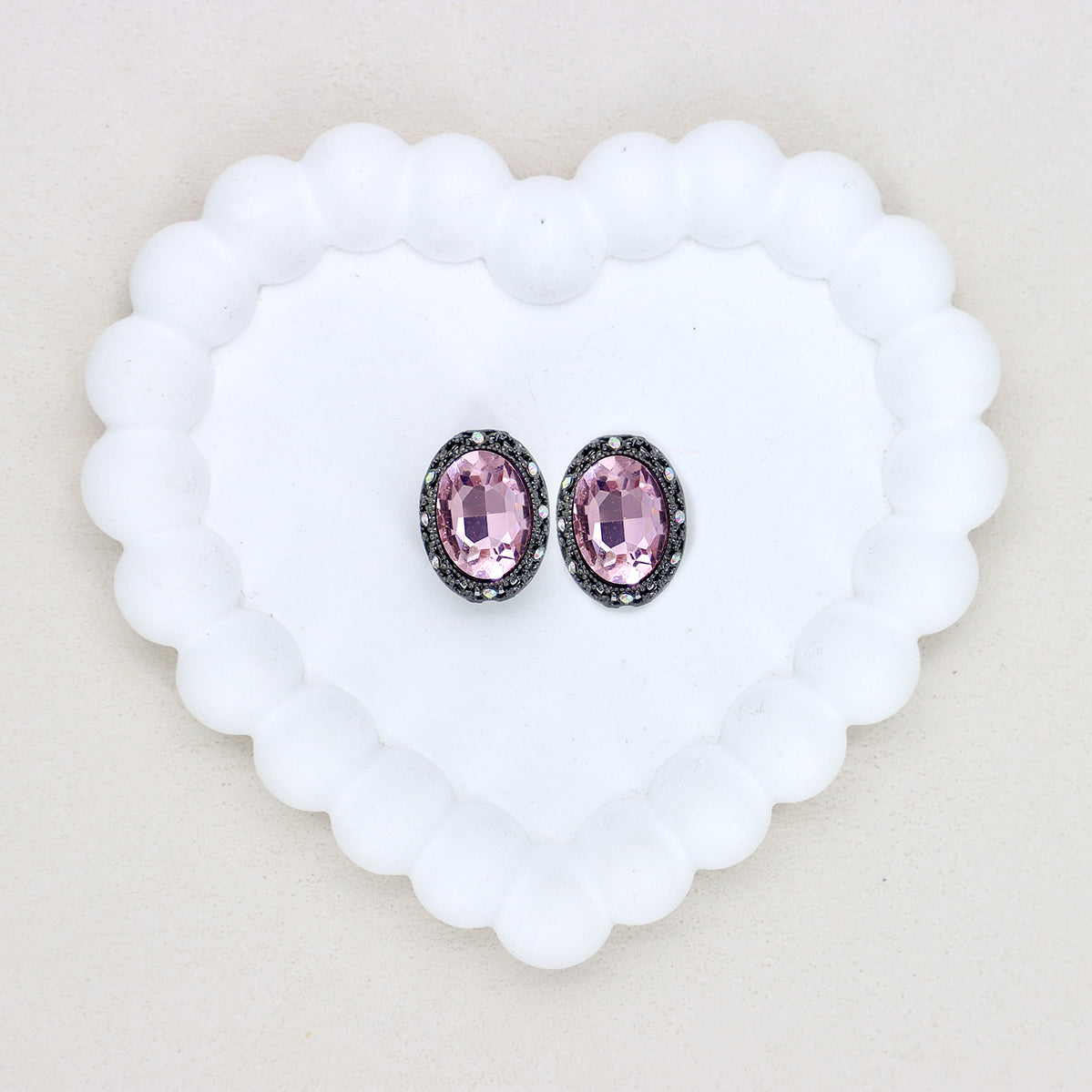 Kimhatter Oval Black Double-Sided Crystal Alloy Bead with Diamond Ball