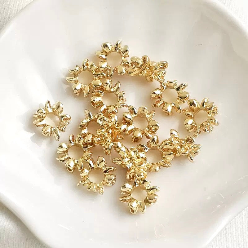 14K Gold Plated Irregular Flower Square Spacer Bead 20pcs/bag