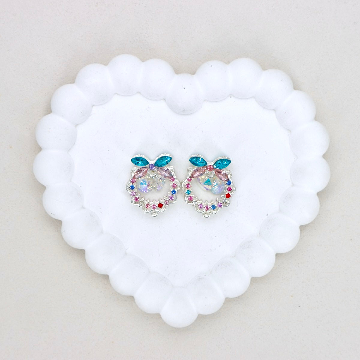 Kimhatter 3D Crystal Bow Alloy Diamond Ball Beads with Straight Hole