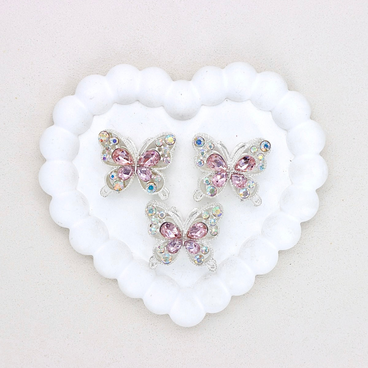 Kimhatter Heavy Duty Double-Sided Alloy Butterfly Crystal Diamond Ball Bead with Straight Hole