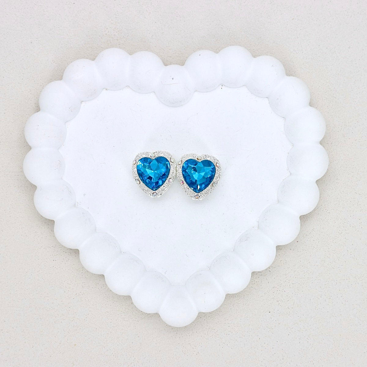 Kimhatter Heart Silver Double-Sided Crystal Alloy Bead with Diamond Ball 2pcs/bag