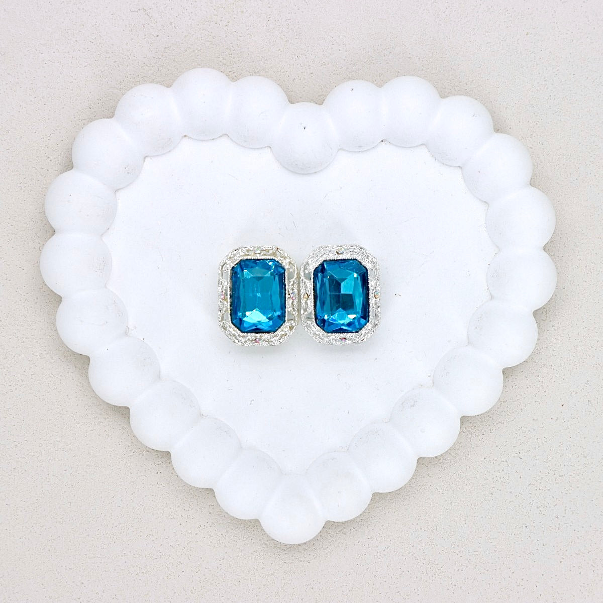 Silver Alloy Openwork Rectangle Double-Sided Crystal Bead