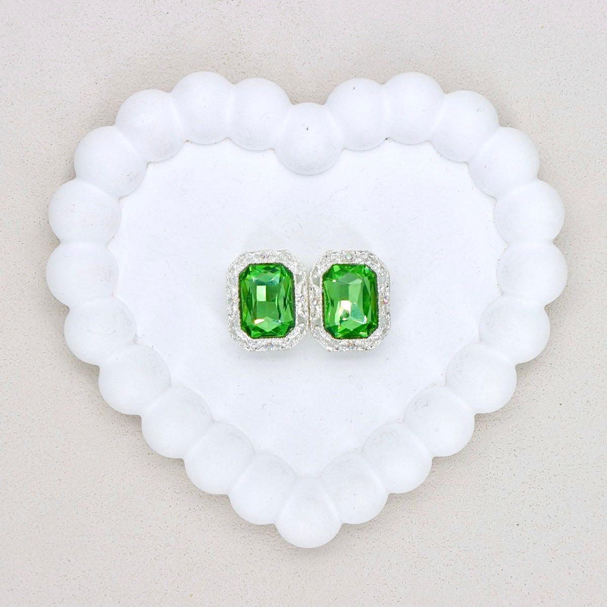 Silver Alloy Openwork Rectangle Double-Sided Crystal Bead