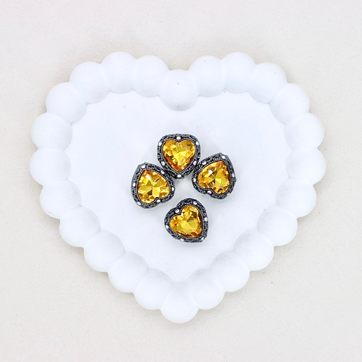 Kimhatter Black Heart Double-Sided Crystal Alloy Bead with Diamond Ball 2pcs/bag