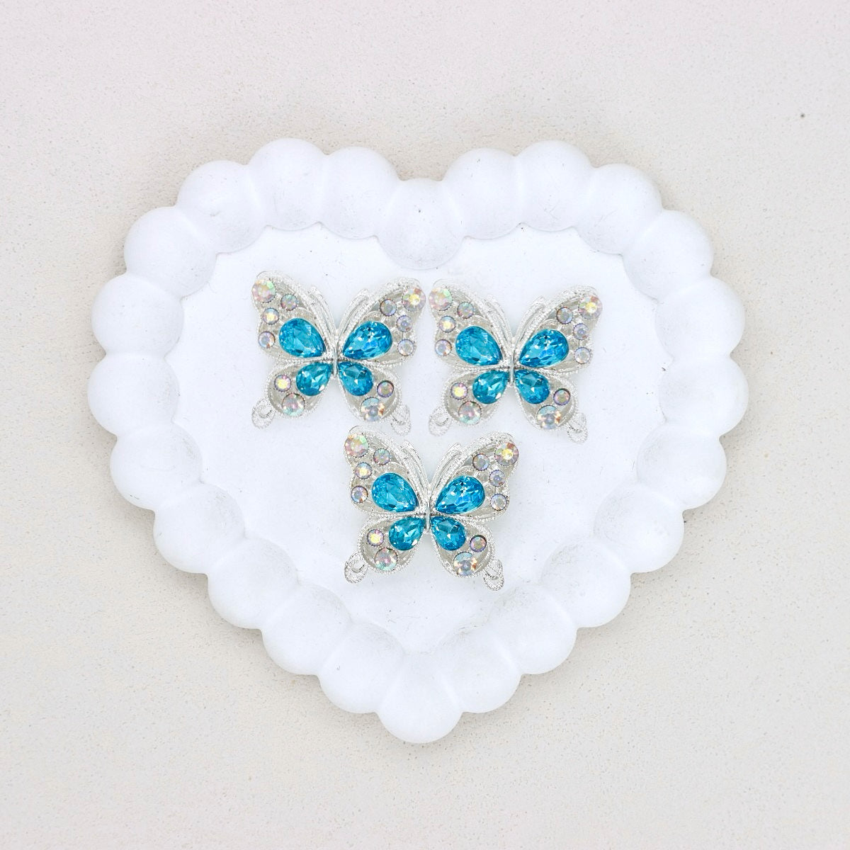 Kimhatter Heavy Duty Double-Sided Alloy Butterfly Crystal Diamond Ball Bead with Straight Hole