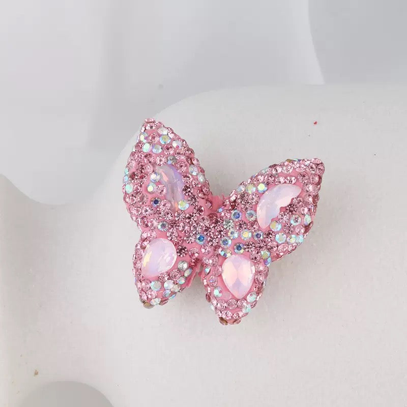 Kimhatter Rainbow Butterfly Polymer Clay Bead with Diamond Ball
