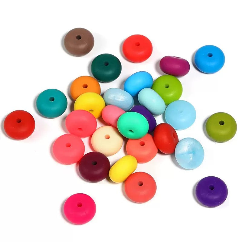 Candy Color Silicone Abacus Wheel Beads 30pcs/bag