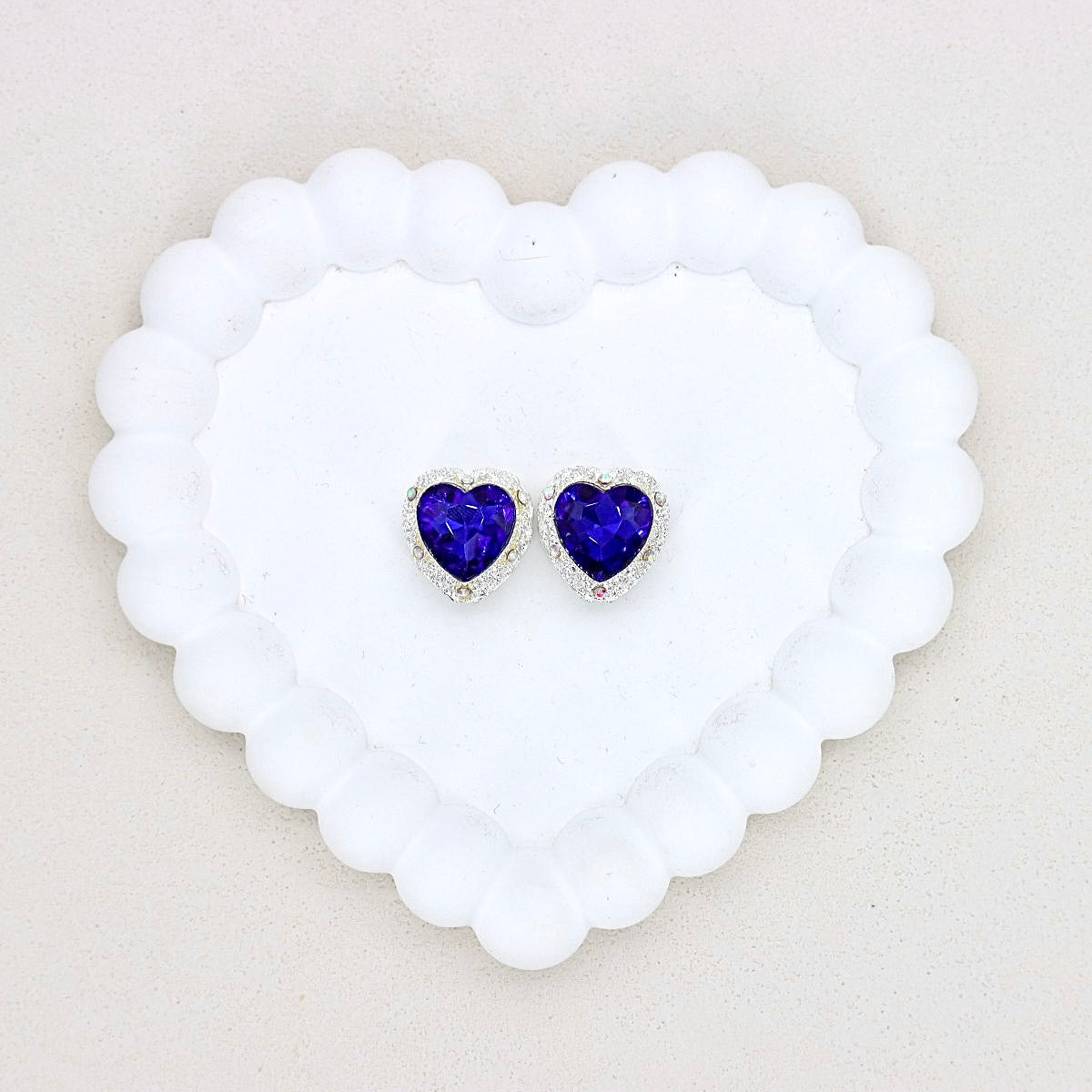 Kimhatter Heart Silver Double-Sided Crystal Alloy Bead with Diamond Ball 2pcs/bag