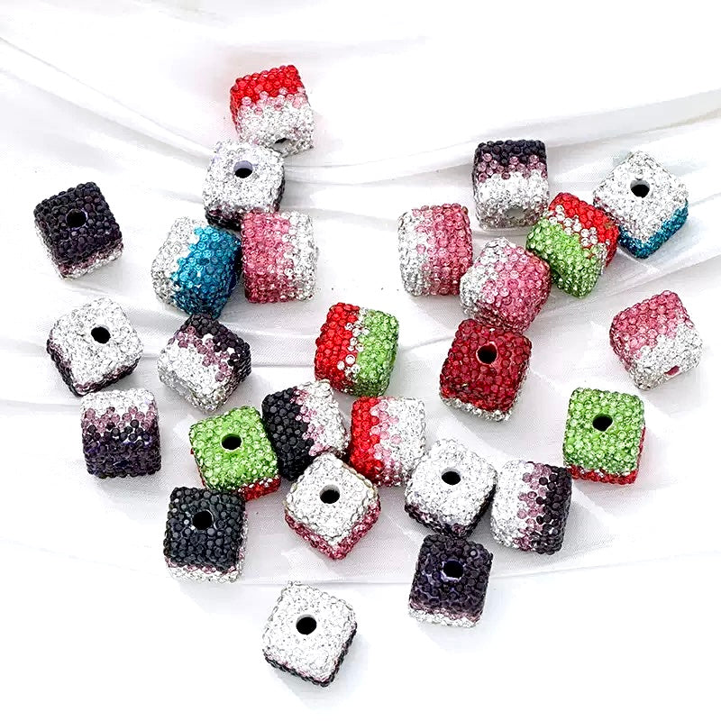 Kimhatter 16mm Square Ombre Gradient Polymer Clay Beads 6pcs/bag