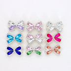 Kimhatter Colorful Crystal Bow Alloy Beads with Straight Hole 2pcs/bag