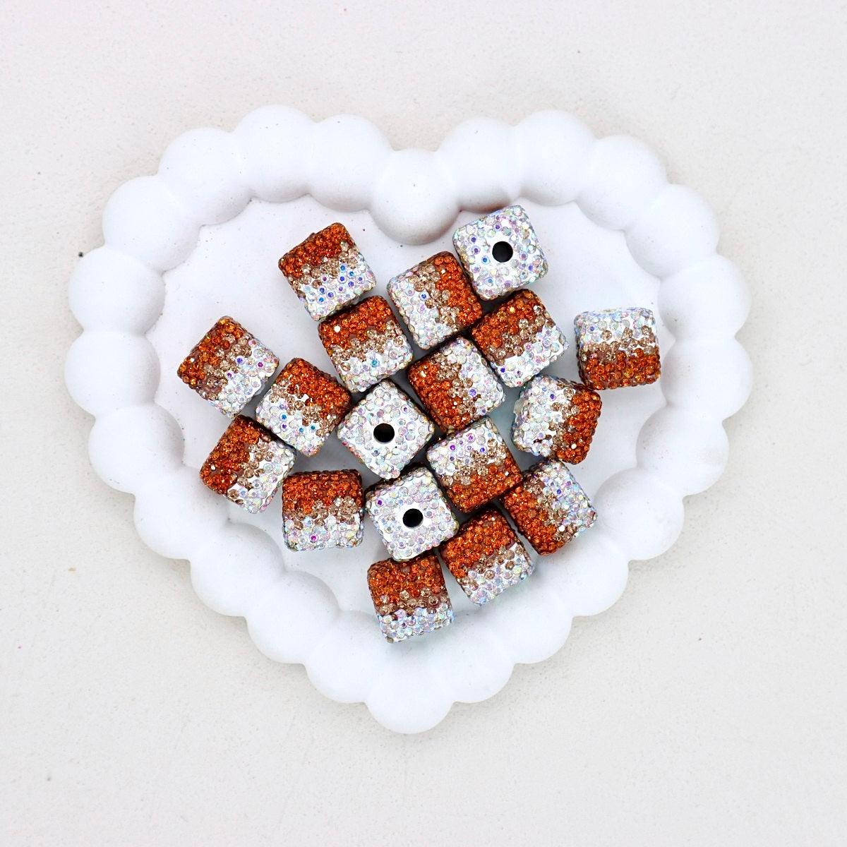 Kimhatter 16mm Square Ombre Gradient Polymer Clay Beads 6pcs/bag