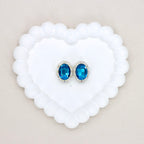 Oval Silver Double-Sided Crystal Alloy Bead with Diamond Ball Design