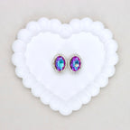 Oval Mocha Double-Sided Crystal Alloy Bead with Diamond Ball