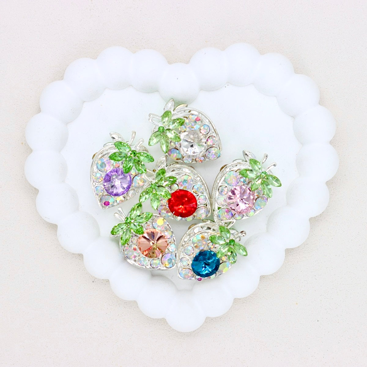 Vintage Crystal Strawberry Diamond Ball Bead with Straight Hole