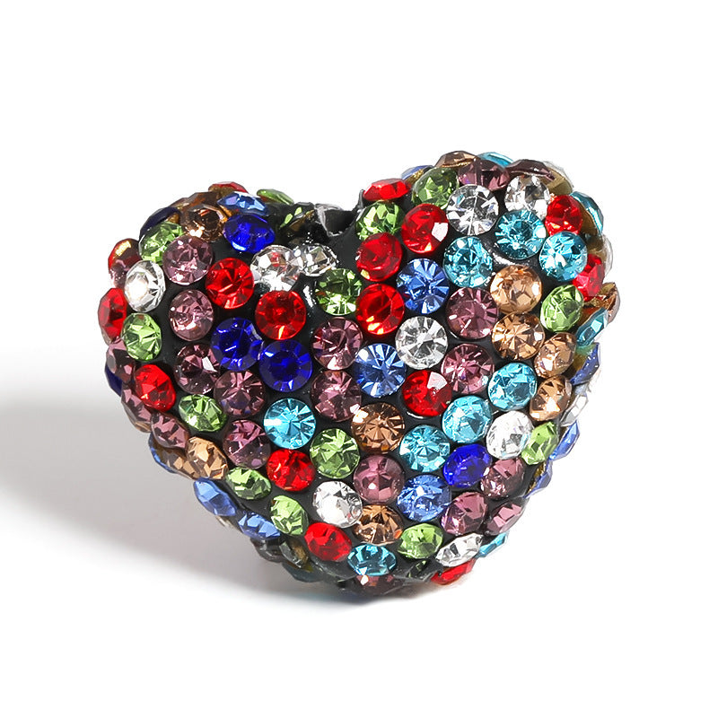 Kimhatter Stardust Heart Polymer Clay Bead with Diamond Ball 3pcs/bag