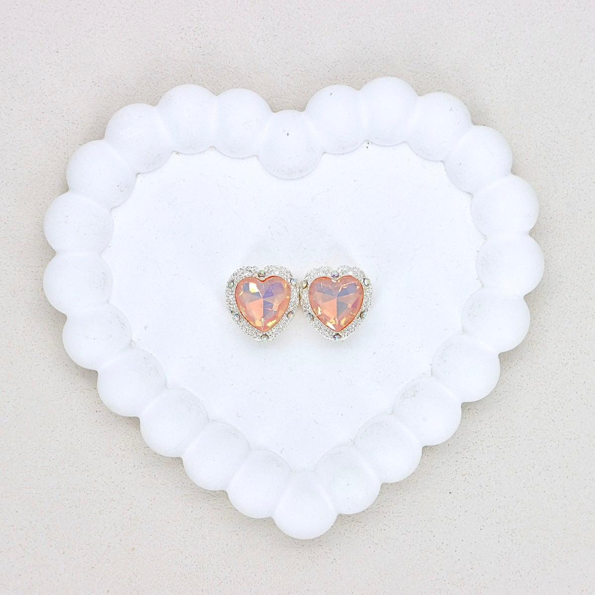 Kimhatter Heart Silver Double-Sided Crystal Alloy Bead with Diamond Ball 2pcs/bag