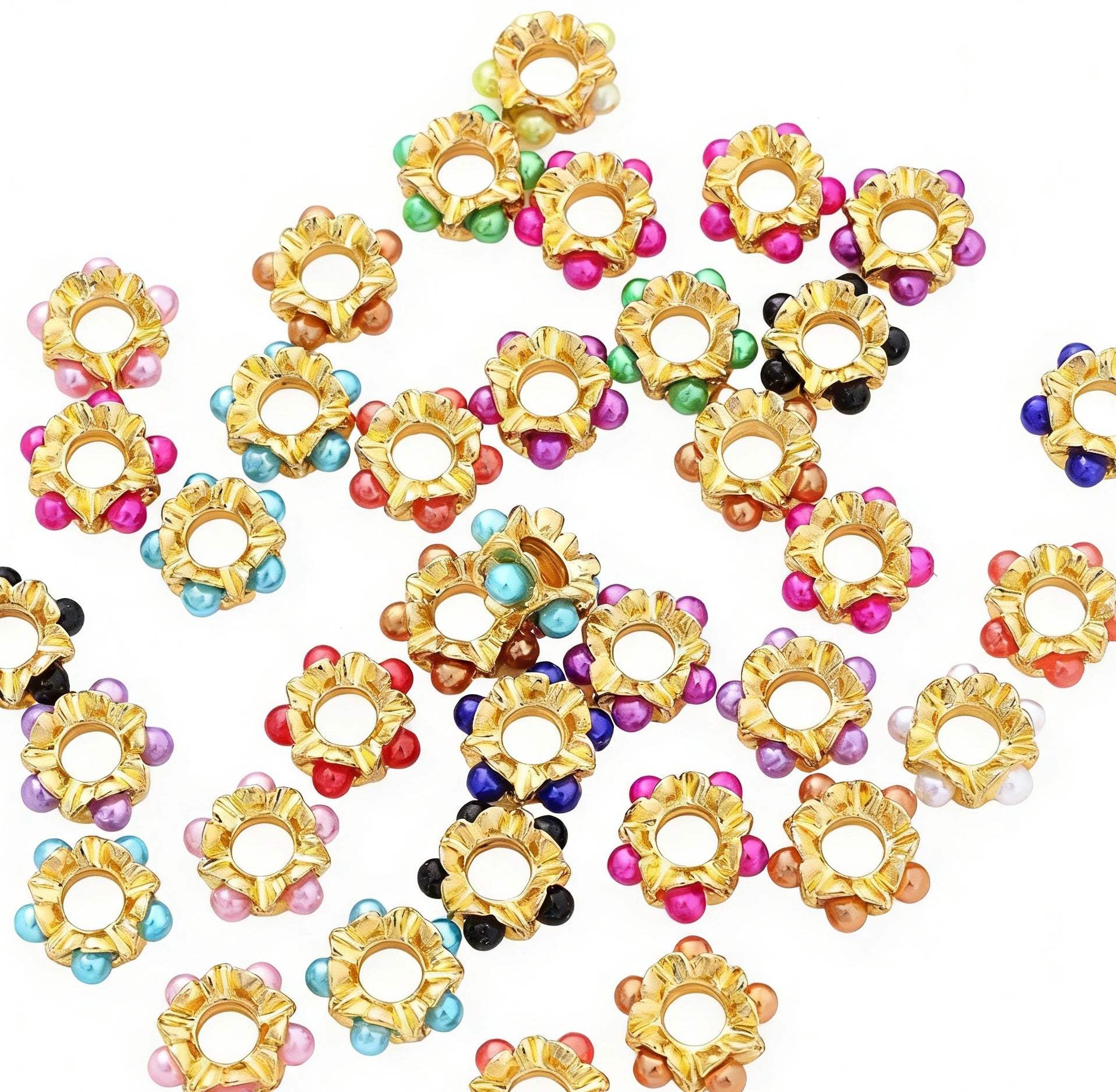 Multicolor Floral Wreath Ring Beads