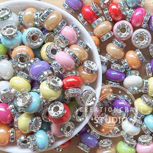 15*13mm Rhinestone Spacer Beads,Acrylic Rhinestone Spacer,Fancy Spacer Beads,Random Mix Beads,DIY Beadable Pen