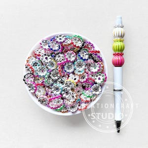 50Pcs/Lots 13mm Pearl Wavy Spacers Beads,Pearl Metal Spacer,Assorted Color Spacer Beads,Rondelle Beads