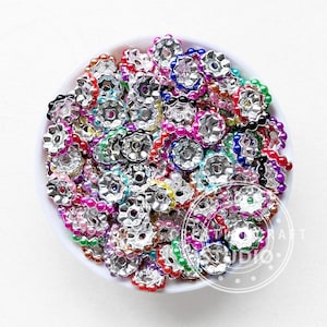 50Pcs/Lots 13mm Pearl Wavy Spacers Beads,Pearl Metal Spacer,Assorted Color Spacer Beads,Rondelle Beads