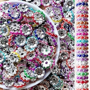 50Pcs/Lots 13mm Pearl Wavy Spacers Beads,Pearl Metal Spacer,Assorted Color Spacer Beads,Rondelle Beads