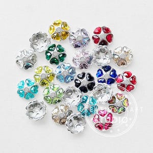 Alloy Rhinestone Flower Spacer Beads in Assorted Colors 10pcs/bag