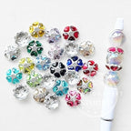 Alloy Rhinestone Flower Spacer Beads in Assorted Colors 10pcs/bag