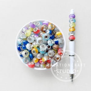 Gradient Glitter Spacer Beads,Bracelet Beads,European Large Hole Bead