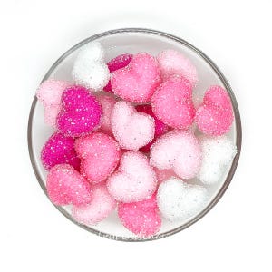Chunky Pink Sugar Rhinestone Heart Bubblegum Acrylic Beads Mix,Valentine's Day Bead