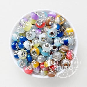 Gradient Glitter Spacer Beads,Bracelet Beads,European Large Hole Bead