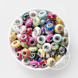 UV Rhinestone Resin Large Hole Bead,Spacer Mixed Color Beads for Pen
