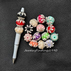 Fancy Crystal Heart Pearl Acrylic Beads,Bling Sparkle Beads,Chunky Rhinestones Bead