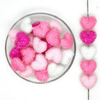 Chunky Pink Sugar Rhinestone Heart Bubblegum Acrylic Beads Mix,Valentine's Day Bead