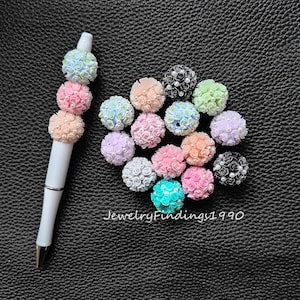 20mm Rose Floral Polymer Clay Fancy Ball,Pearl Flower Resin Beads,Focal Beads