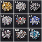 Wholesale 4mm 5mm 6mm 8mm 10mm 12mm Rondelle Metal & Crystal Rhinestones Spacer Beads Bulk Lot Loose Craft Findings---ZQ050~ZQ055
