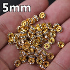 Wholesale 4mm 5mm 6mm 8mm 10mm 12mm Rondelle Metal & Crystal Rhinestones Spacer Beads Bulk Lot Loose Craft Findings---ZQ050~ZQ055