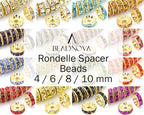 Rondelle Spacer Beads Gold Plated Color Crystal Rhinestone for Jewelry Making Connector 4mm 6mm 8mm 10mm 100pcs Bulk