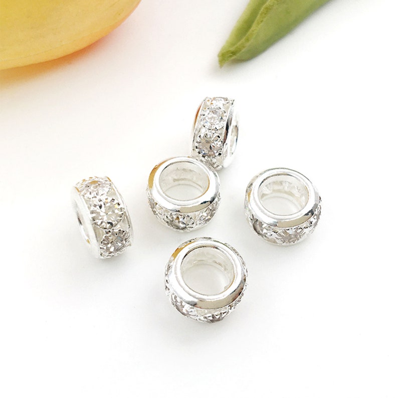 5/10/15pcs European beads large hole beads，rhinestones spacer beads，Round Spacer Beads，DIY bracelet necklace charms beads