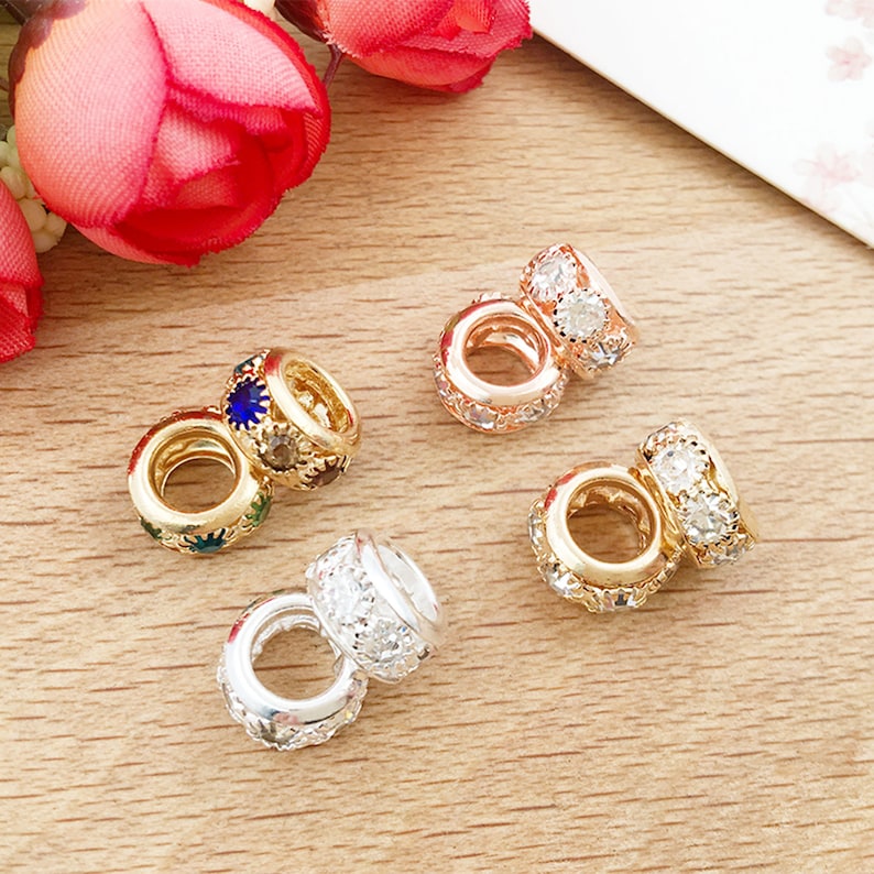 5/10/15pcs European beads large hole beads，rhinestones spacer beads，Round Spacer Beads，DIY bracelet necklace charms beads