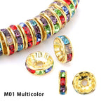 Rondelle Spacer Beads Gold Plated Color Crystal Rhinestone for Jewelry Making Connector 4mm 6mm 8mm 10mm 100pcs Bulk