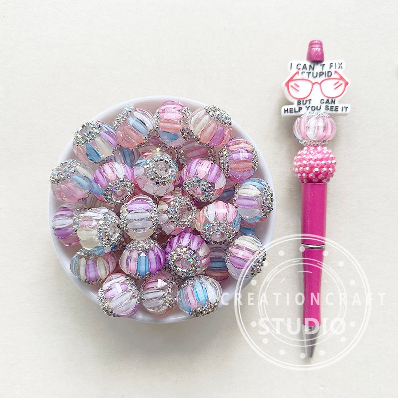 Colored Rhinestone Sparkle Beads, Fancy Beads, Bling Beads