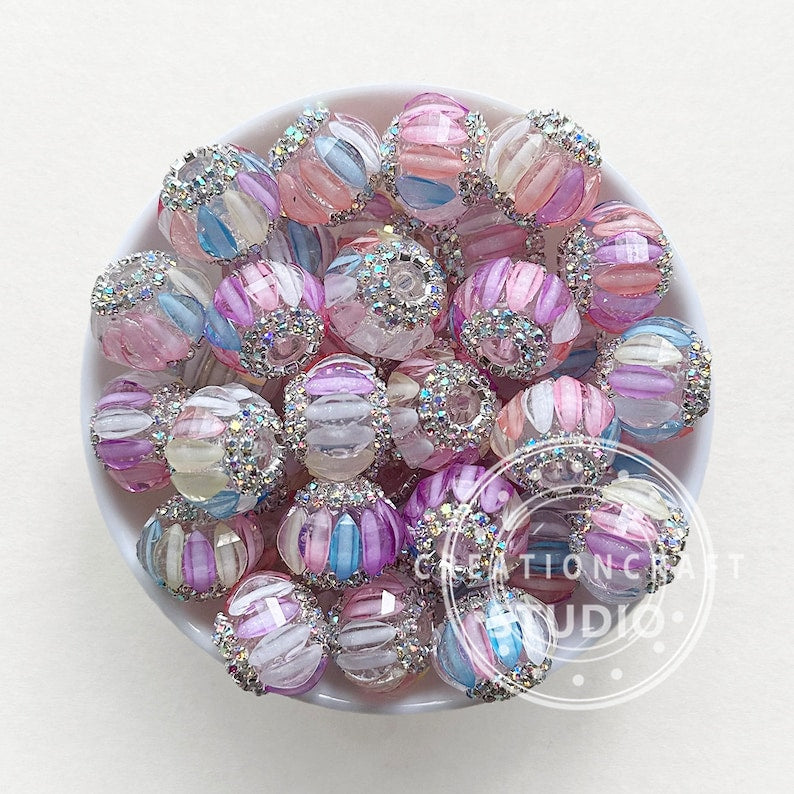 Colored Rhinestone Sparkle Beads, Fancy Beads, Bling Beads