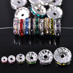 Wholesale 4mm 5mm 6mm 8mm 10mm 12mm Rondelle Metal & Crystal Rhinestones Spacer Beads Bulk Lot Loose Craft Findings---ZQ050~ZQ055