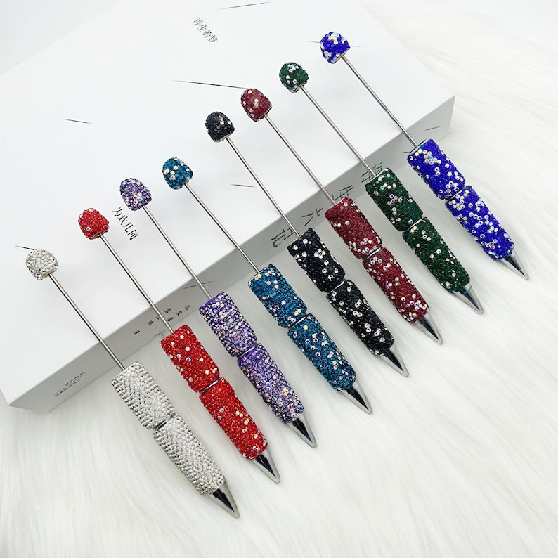 Sparkle Rhinestone Pen DIY Beaded Pen,Fancy Beadable Pens Bar Blank,Rhinestone Polymer Clay Beadable Pen,Ballpoint Pen