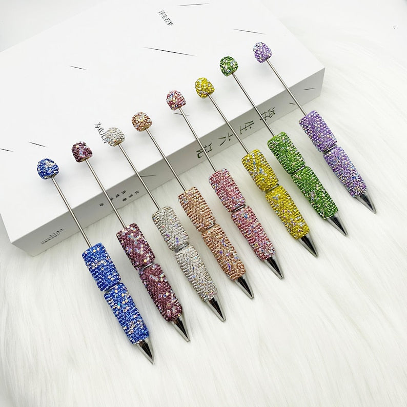 Sparkle Rhinestone Pen DIY Beaded Pen,Fancy Beadable Pens Bar Blank,Rhinestone Polymer Clay Beadable Pen,Ballpoint Pen