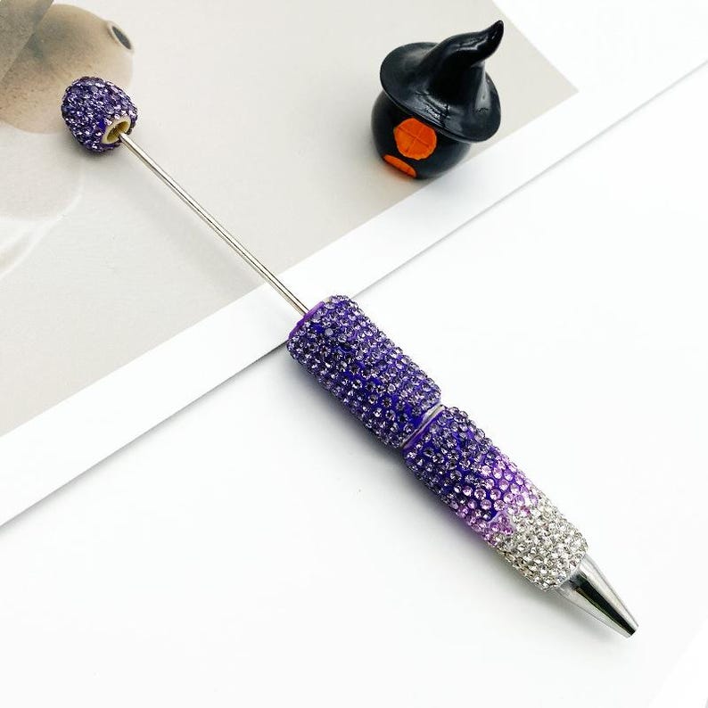 Sparkle Rhinestone Pen DIY Beaded Pen,Fancy Beadable Pens Bar Blank,Rhinestone Polymer Clay Beadable Pen,Ballpoint Pen