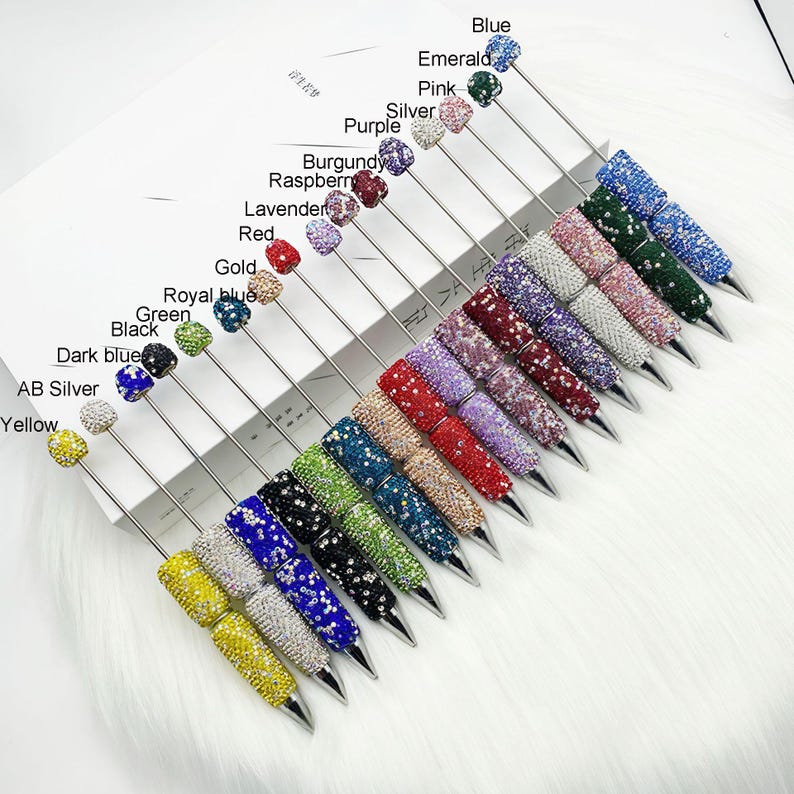 Sparkle Rhinestone Pen DIY Beaded Pen,Fancy Beadable Pens Bar Blank,Rhinestone Polymer Clay Beadable Pen,Ballpoint Pen